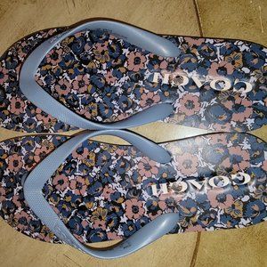 Coach Cornflower Blue and Flowery Flip Flops Size 10 - Super Cute!